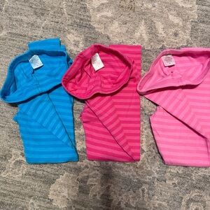 City Threads - Striped Leggings Set - Blue, Bright Pink, Pastel Pink - Sz 4